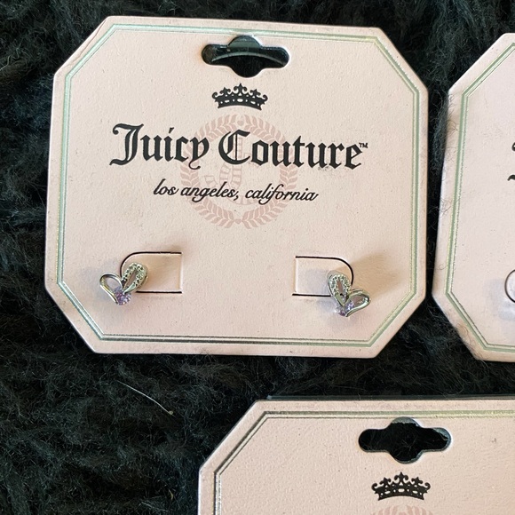 3/$25 Juicy Couture Silver Tone Heart Stud Earrings NWT - Picture 4 of 8